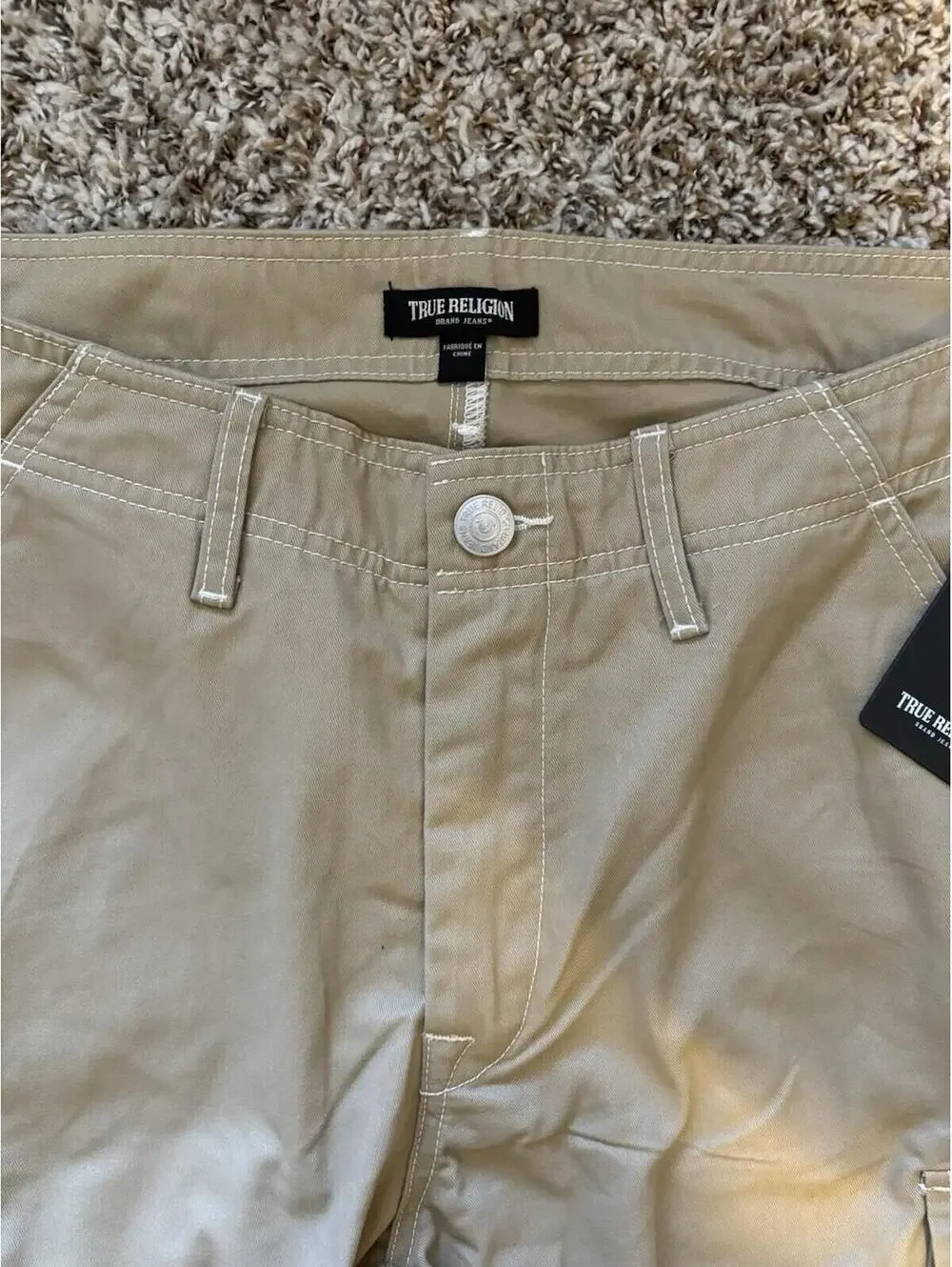 True Religion Cargo Pants Straight Leg Travertine Brown Tan Men's Size 34x32 NWT